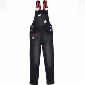 Wonder Nation Overall Girls Size L (10-12) Black Embroidered Roll Cuff